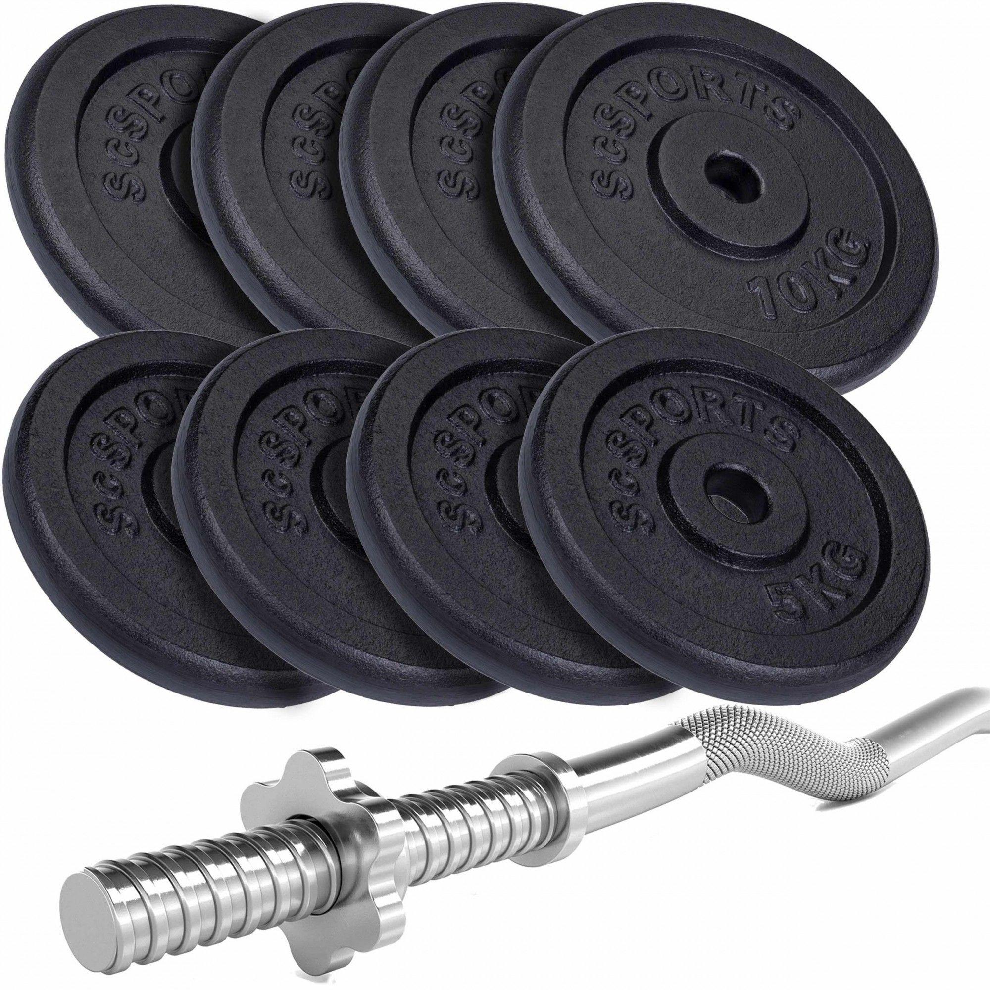 ScSPORTS® - Set de poids avec Poignées - Fonte - Musculation polyvalente - 10  Kg - 2x