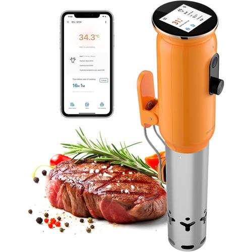 Cuisson Sous Vide 1000W, Isv-101W Wifi Thermoplongeur Chauffe Eau 1000W: Écran Tft, Cuisson De Réservation App, Protection Du Niveau D'Eau, Avertissement De Température, 0¿ 95¿, Réglable 0,1¿