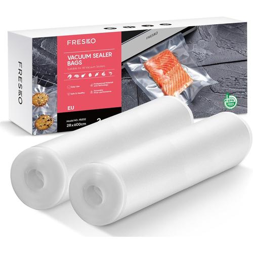 Sacs Sous Vide 2 Rouleaux 28 X 600 Cm,Sac Sous Vide Alimentaire,Taille Personnalisée Pour Toutes Les Machines Sous Vide, Sans Bpa,Rainures D'Air En Relief,Sachet Sous Vide Alimentaire