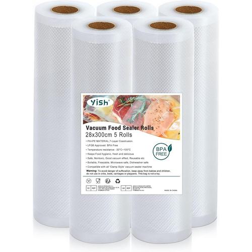 Sac Sous Vide Alimentaire: Rouleau Sous Vide Alimentaire Pour L'Appareil De Mise Sous Vide, Sac Sous Vide Pour La Cuisson, 5 Rouleaux 28X300Cm, Film Sous Vide Alimentaire Sans Bpa