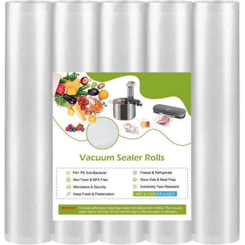 Sac Sous Vide Alimentaire Rouleau-5 Rouleaux 28Cm X 300Cm Film Sous Vide Alimentaire Pour Sacs Congelation Poche Mise Sous Vide Cuisson Sachet Machine Sous Vide Alimentaire Sans Bpa