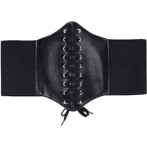 Corset À Lacets Pour Femme - Ceinture Élastique Rétro À Nouer - Large Ceinture Vintage - Bandage Élastique Pour Fille - Costume D'halloween - Noir, Noir, Medium