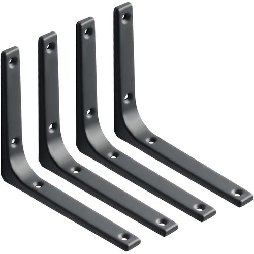 Equerre Etagere Murale, 4pcs Equerre Metal 150mm X 125mm Equerre Charge Lourde Support Etagere Murale Pour Deco Murale Cuisine Industrielle Radiateur Montage Mural (Noire)