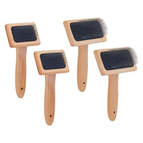 4pcs Brosse Laine Cardeurs À La Main Brosse Slicker Brosse Aiguille Feutrage Brosse Avec Poignée En Bois Massif Couleur Blé