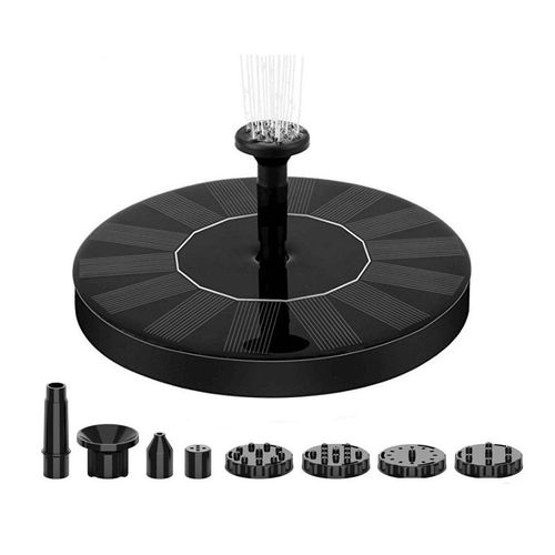 Fontaine Solaire Extérieur Flottante 1W, Pompe Bassin Solaire avec 6 Buses, pour Bain d'oiseaux Aquarium Jardin Fontaine