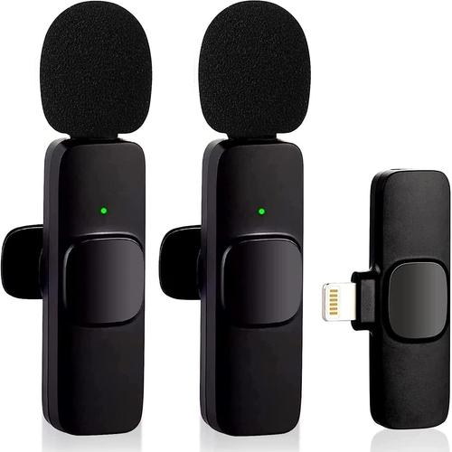 Microphone Cravate sans Fil pour iPhone iPad, Micro Plug and Play avec 2  Microphones pour Enregistrement vidéo, Vlog, TikTok, , Connexion  Automatique et réduction du Bruit Intelligente