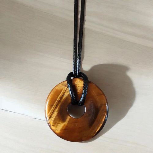 Gold Tiger Eye-Multi -Pierre Naturelle Collier Beignet Pendentif 40mm Cercle Rond Guérison Or Oeil De Tigre Rose Cristal Perle Pour