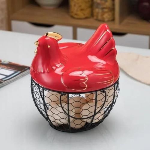Fil D\Or Rouge Avec Panier De Rangement En Maille Noire - Panier D\Oeufs
