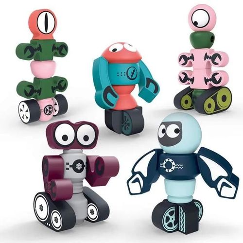 Jouet Puzzle Magnétique - WIRLSWEAL - Modèle Robot Star - Blanc - Garçon - A partir de 3 ans
