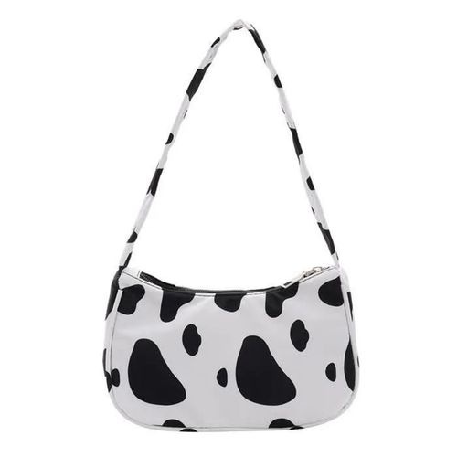 Sac a Main Bandoulière pour Femme pas cher en tissu oxford en motif de vache blanc et noir