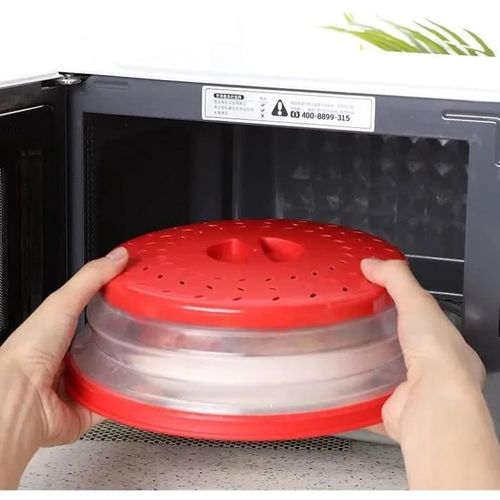 Cloche Micro Ondes- Couvercle Pliable Couverture de Protection Anti-éclaboussures Passoire pour Fruits et Légumes sans BPA