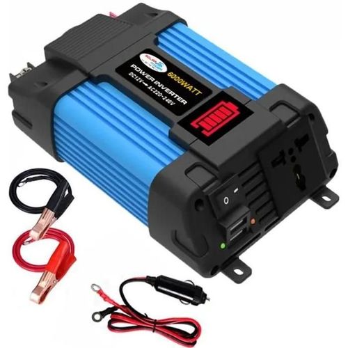 Convertisseur 6000W pur sinus - WIRLSWEAL - Onduleur - Bleu - Charge de téléphones, ordinateurs, etc.