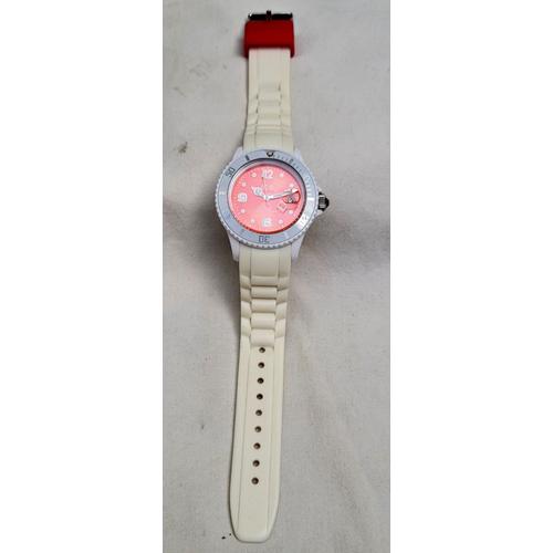 2014 - Montre Unisex Ice Watch Quartz White/Red Bracelet Silicone Blanc