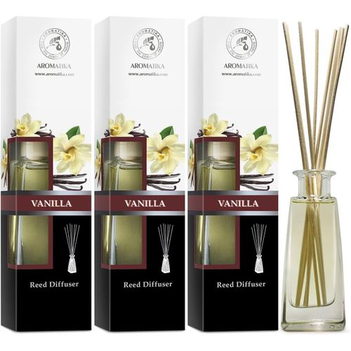 Diffuseur Parfum De Vanille 3x100ml - Naturel Fragrance Fraîche Et Durable - Kit Diffuseur Cadeau Avec 10 Bâtonnets De Bambou - Meilleur Pour Aromathérapie