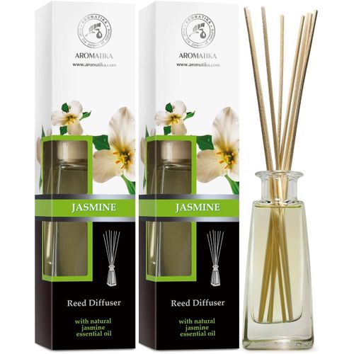 Diffuseur Parfum De Jasmine 2x100ml Avec Huile Essentielle Naturelle De Jasmin - Fragrance Fraîche Et Durable - Diffuseur Cadeau Avec 10 Bâtonnets De Bambou