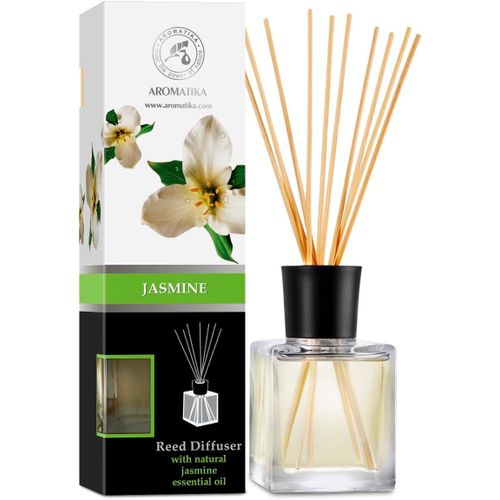 Diffuseur Parfum De Jasmine 200ml Avec Huile Essentielle Naturelle De Jasmin - Fragrance Fraîche Et Durable - Kit Diffuseur Cadeau Avec 10 Bâtonnets De Bambouv - Atomiseur Parfum