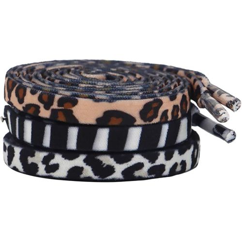 3 Paires De Lacets Plats Animal Zèbre Léopard Vache Motif Chaussure Dentelle Shoestring Élastique Sport Chaussure Sangle Pour Extérieur