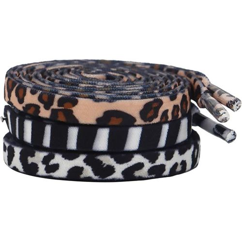 Lot De 3 Paires De Lacets De Chaussures En Forme D'animal, Motif Léopard, Vache, Zèbre, Épais Et Élastiques