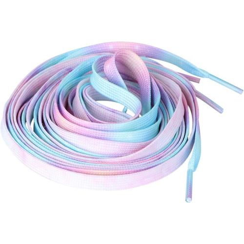 2 Paires De Lacets Plats Colorés Tie-Dye Gradient Chaussures Sangles Bottes Chaussures Décontractées Cravate String Remplacement Pour Hommes Femmes Sport Toile 140 Cm