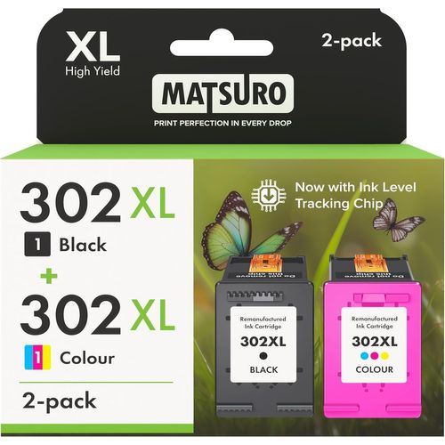 302 Xl Multipack Cartouche D'encre Remplacement Pour Hp 302 Xl Avec Puce Compatible Pour Hp Envy 4520 4524 4527 Deskjet 2130 3630 3636 Officejet 3830 3831 3835 (1x Noir Xl 1x Coule[Marque607]