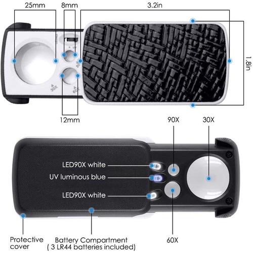 Loupe de bijoutier à LED grossisement 60 x 30