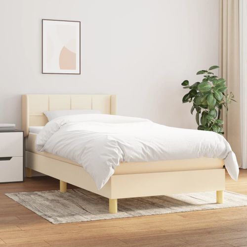 Vidaxl Sommier À Lattes De Lit Avec Matelas Crème 100x200 Cm Tissu