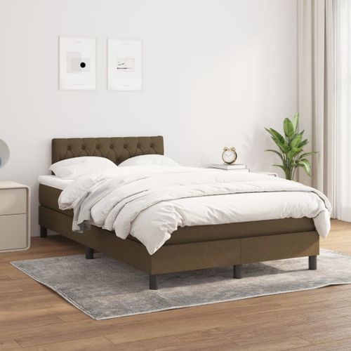 Vidaxl Lit À Sommier Tapissier Avec Matelas Gris Foncé 120x200cm Tissu