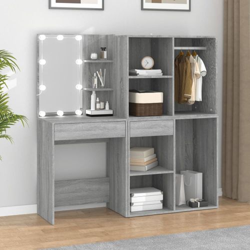 Vidaxl Tables De Chevet Avec Lumières Led 2 Pcs Sonoma Gris 50x40x45cm