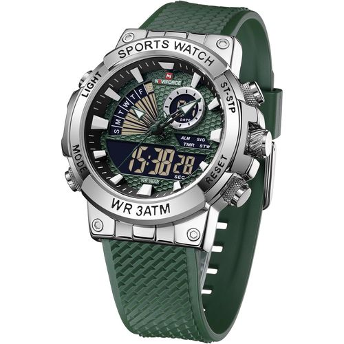 Hommes Analogique Numérique Sport Montres À Quartz Militaire Étanche Multifonction Chronographe Bande De Silicone Montre