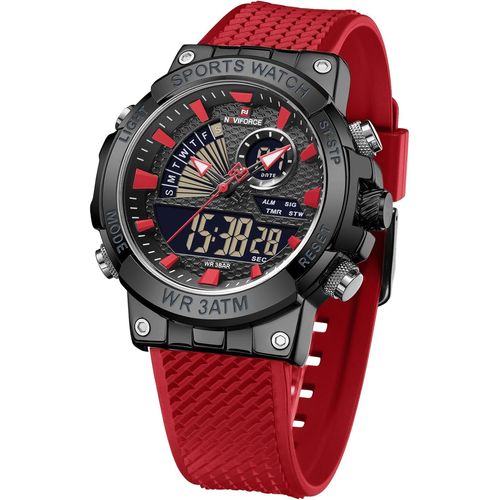 Hommes Analogique Numérique Sport Montres À Quartz Militaire Étanche Multifonction Chronographe Bande De Silicone Montre