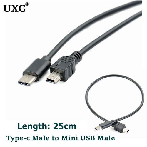 Adaptateur USB C vers Mini USB Type C femelle vers Mini USB mâle,câble 25cm,connecteur pour GoPro MP3 plus tard- UC-230 C M-Mini M
