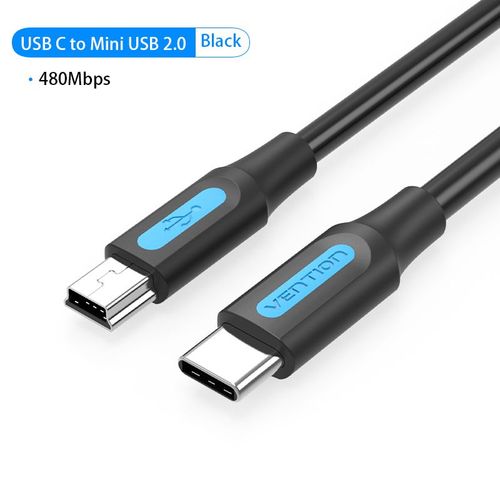 Vention-Câble USB Type-C vers Mini USB,Adaptateur pour Appareil Photo Numérique MacPlePro,Lecteur MP3,HDD- USB C to Mini USB-2m
