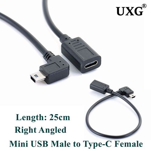 Adaptateur USB C vers Mini USB Type C femelle vers Mini USB mâle,câble 25cm,connecteur pour GoPro MP3 plus tard- UC-020-RI[D]