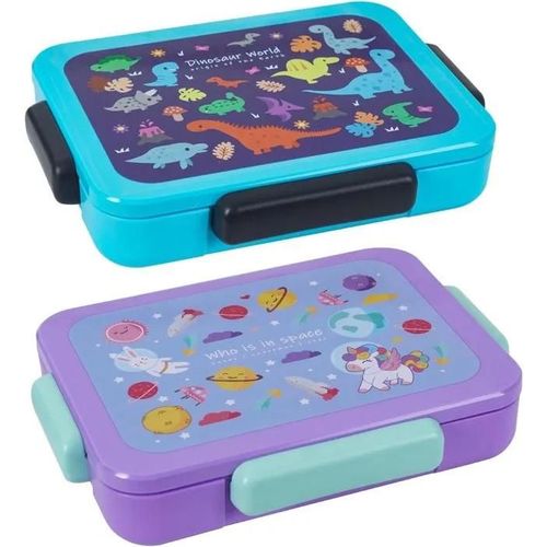 Bento Lunch Box Lot De 2 Boîtes À Déjeuner Pour Enfants, 1200 Ml, Avec 6 Compartiments, Anti-Fuite, Pour Filles Et Garçons.