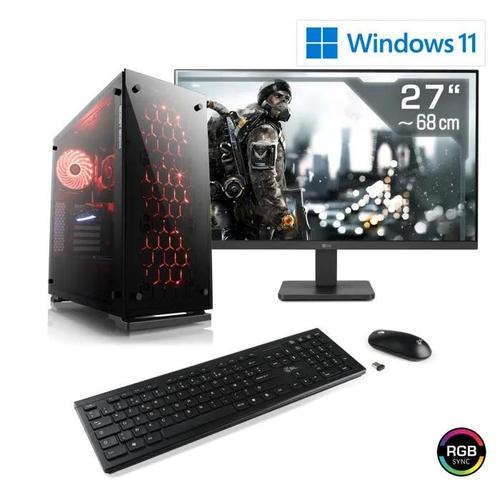 PC Gaming, CSL Computer, M11390H, Core i5-12400F, GeForce RTX 3050, 16 Go DDR4 RAM, M.2 SSD 1000 Go, 27 pouces Full-HD, Win 11