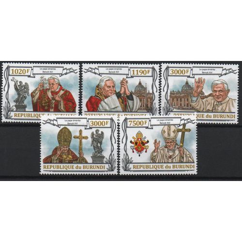 Burundi Timbres Le Pape Benoit Xvi 2013