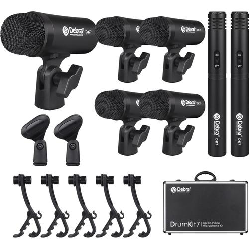 Dk7 Pro Kit De 7 Microphones Filaires Pour Batterie De Performance Et D'Enregistrement Avec Micros, Clip De Micro Avec Options Pour Batterie De Batterie, Caisse Claire, Toms En Rack/Sol