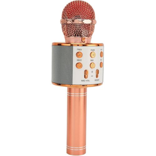 Micro Karaoké Sans Fil Portable 4 En 1 Pour Voiture De Fête Ktv À La Maison, Compatible Avec Les Applications De Chant, Effets Sonores Clairs, Qualité Sonore Supérieure (Or Rose)