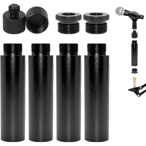 Lot De 4 Extension De Pied De Micro, 4 Pcs Adaptateurs Filetés Pour Microphone (3/8 Femelle Vers 5/8 Mâle,5/8 Femelle Vers 3/8 Mâle) Métal Adaptateur Pour Supports De Bureau Bras Stand (Noir)