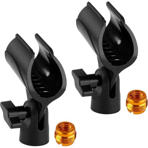 2 Mic Clip, Réglables Clip De Microphone Avec 2 Adaptateurs À Vis De Micro 5/8 Pouce À 3/8 Pouce Portable Clip De Pied De Micro Support De Microphone (Noir)