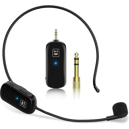 Microphone Sans Fil - 2.4G Microphone Sans Fil 2 En 1, 165Ft Longue Portée, 3,5Mm Et 6,35Mm Jack Microphones Sans Fil Pour Les Conférences, L'Enseignement, Les Visites Guidées, Etc.