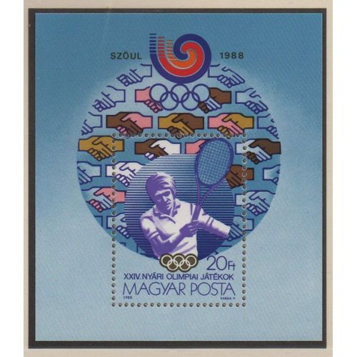 Hongrie Timbre Jeux Olympiques De Seoul 1988 , Tennis