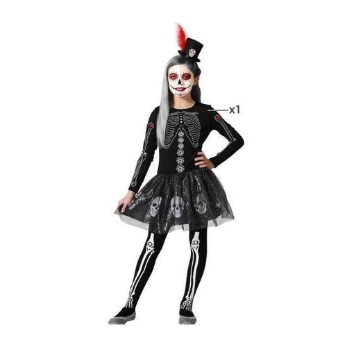 Déguisement Fille Squelette Brillant - Atosa - Costume Pour Halloween - Noir - 3 Ans Et Plus
