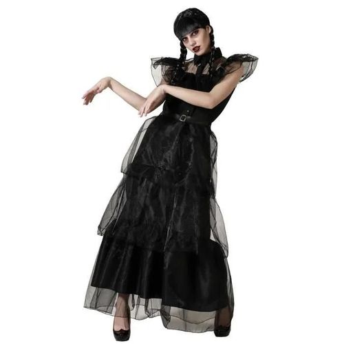 Déguisement De Fête Du Mercredi Femme - Angel Tomas, Sa - Xs/S - Noir - Carnaval, Halloween