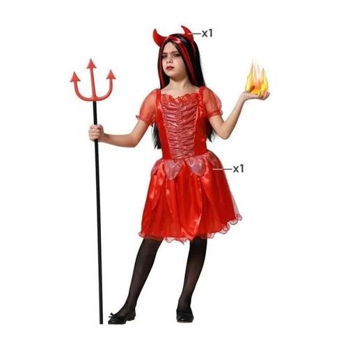 Déguisement Fille Diablesse Brillante - Atosa - Costume De Démon Halloween - Rouge - 3 Ans Et Plus
