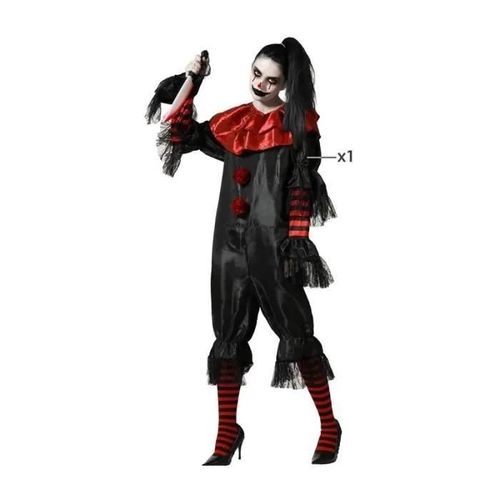 Déguisement Femme Clown Noir - Atosa - Déguisement Halloween - Combinaison Courte En Tissu Satiné Noir