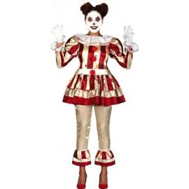 Déguisement Clown Terrifiant Rouge Et Blanc Femme - Polyester - Adulte