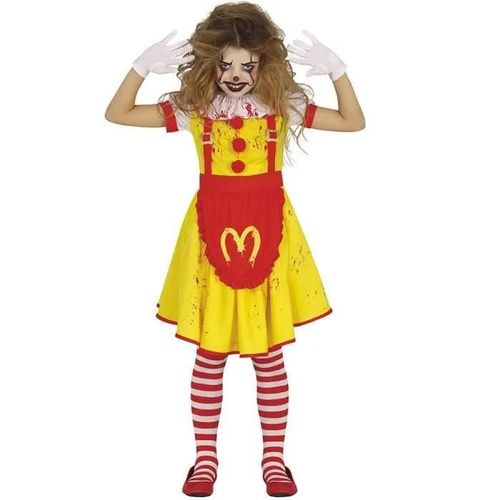 Déguisement Clown Ronald Burger Ensanglanté Fille 10/12 Ans - Jaune