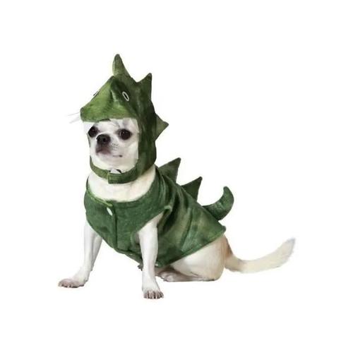 Déguisement De Dinosaure - Atosa - Chien - Tissu Velours Vert - Taille Ajustable - Amusant Et Attrayant