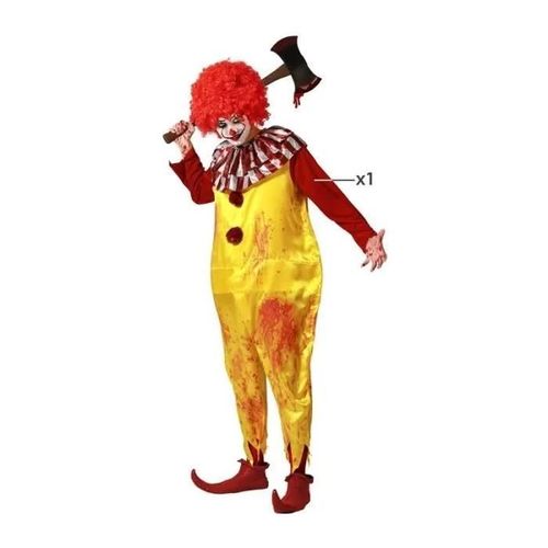Déguisement Homme Clown Jaune Ronald - Atosa - Déguisement Halloween - Tissu Satiné Jaune Et Bordeaux